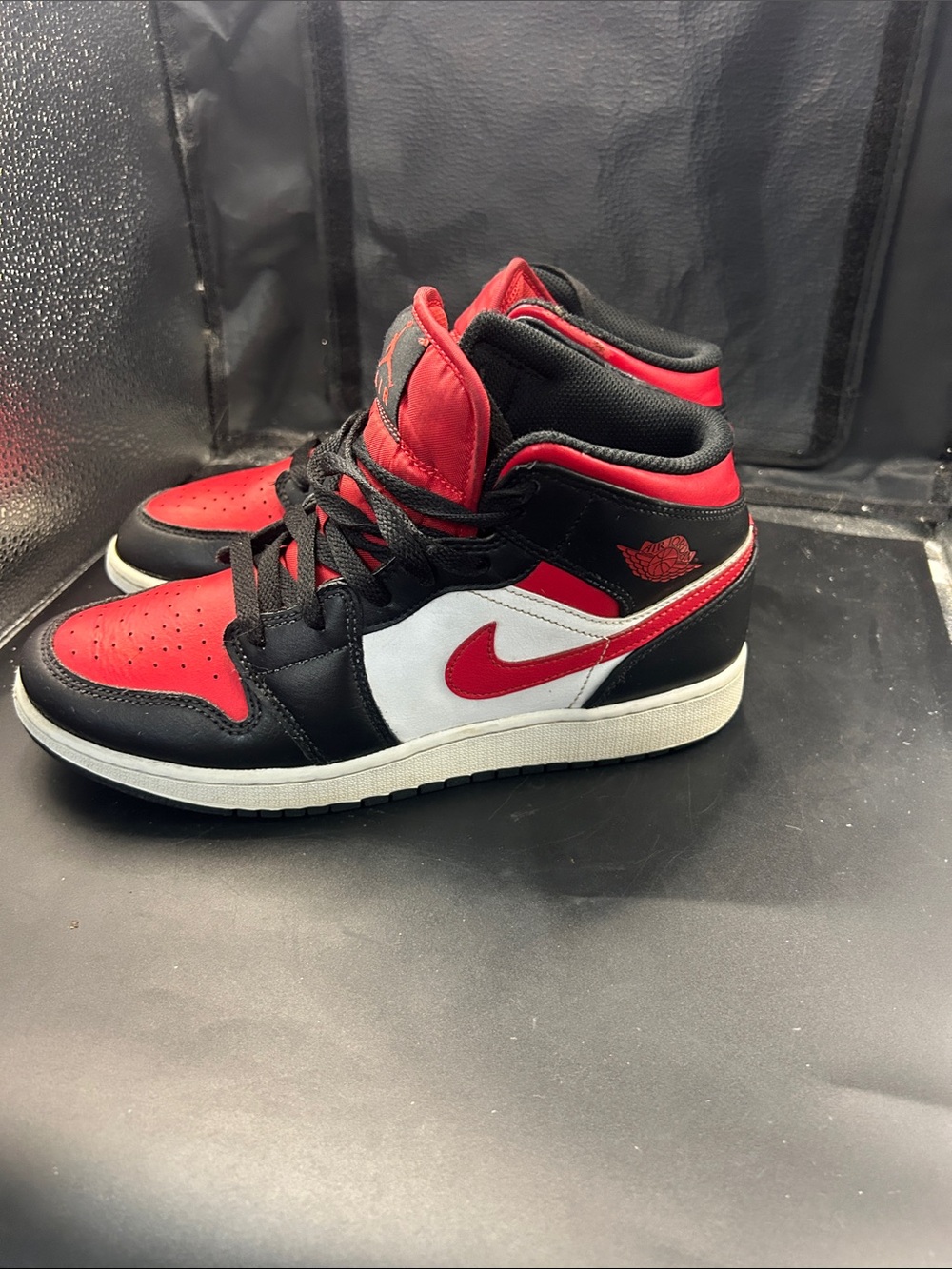 Nike Mid-Top Sneakers in Black, Red, and White